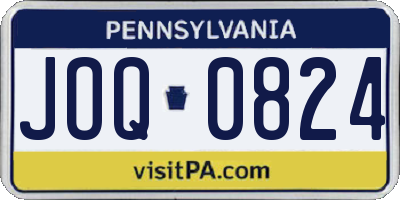 PA license plate JOQ0824