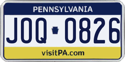 PA license plate JOQ0826
