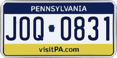 PA license plate JOQ0831