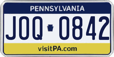 PA license plate JOQ0842
