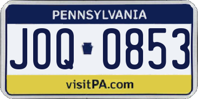 PA license plate JOQ0853