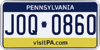 PA license plate JOQ0860