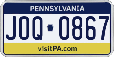 PA license plate JOQ0867