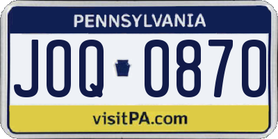 PA license plate JOQ0870