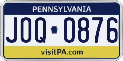 PA license plate JOQ0876