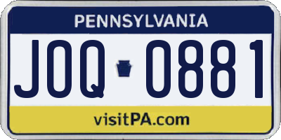 PA license plate JOQ0881