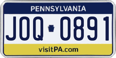 PA license plate JOQ0891