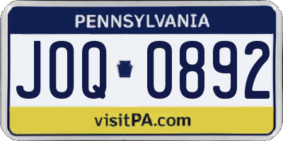 PA license plate JOQ0892