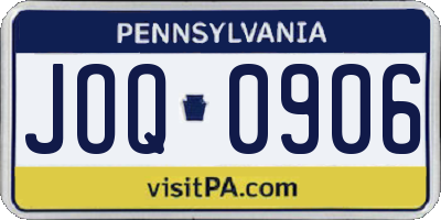 PA license plate JOQ0906