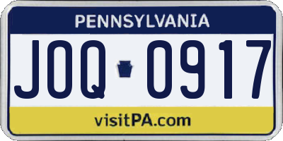 PA license plate JOQ0917