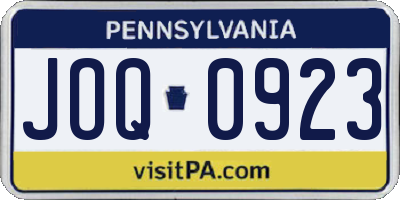 PA license plate JOQ0923