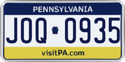 PA license plate JOQ0935
