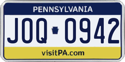 PA license plate JOQ0942
