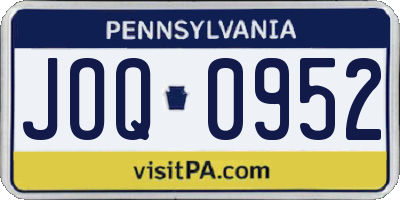 PA license plate JOQ0952
