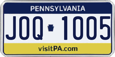 PA license plate JOQ1005