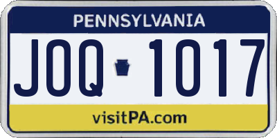 PA license plate JOQ1017