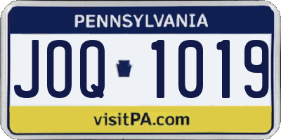 PA license plate JOQ1019