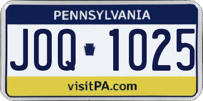 PA license plate JOQ1025