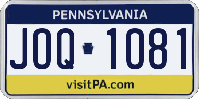 PA license plate JOQ1081
