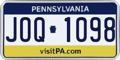 PA license plate JOQ1098