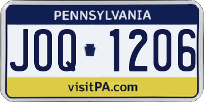 PA license plate JOQ1206