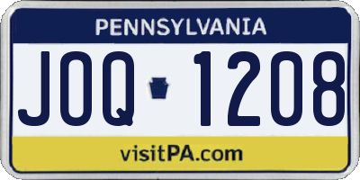 PA license plate JOQ1208