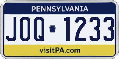 PA license plate JOQ1233