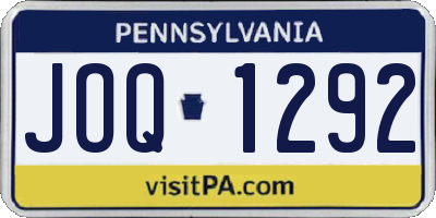 PA license plate JOQ1292