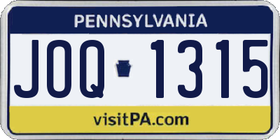 PA license plate JOQ1315
