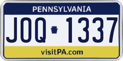 PA license plate JOQ1337