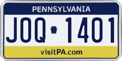 PA license plate JOQ1401
