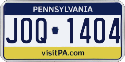 PA license plate JOQ1404