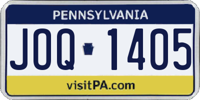 PA license plate JOQ1405
