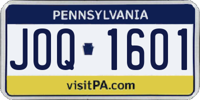 PA license plate JOQ1601