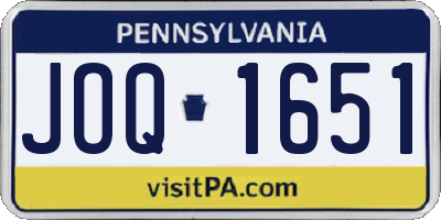 PA license plate JOQ1651