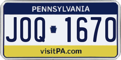 PA license plate JOQ1670