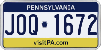 PA license plate JOQ1672