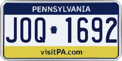 PA license plate JOQ1692