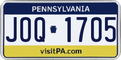 PA license plate JOQ1705
