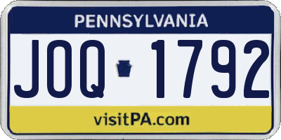 PA license plate JOQ1792