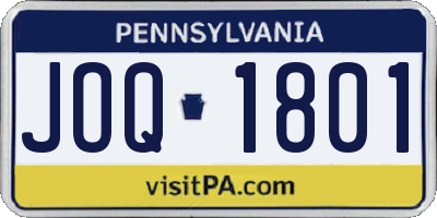 PA license plate JOQ1801
