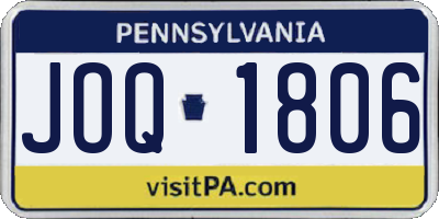 PA license plate JOQ1806