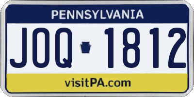 PA license plate JOQ1812