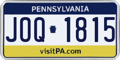 PA license plate JOQ1815