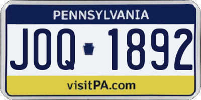 PA license plate JOQ1892