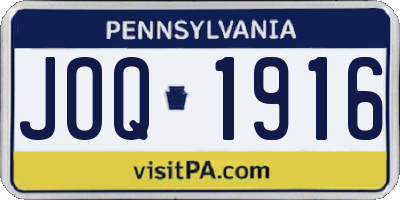 PA license plate JOQ1916