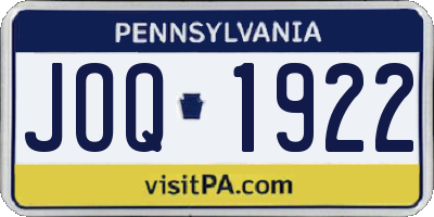 PA license plate JOQ1922