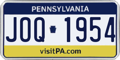 PA license plate JOQ1954