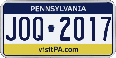 PA license plate JOQ2017