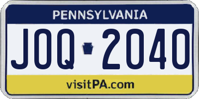 PA license plate JOQ2040